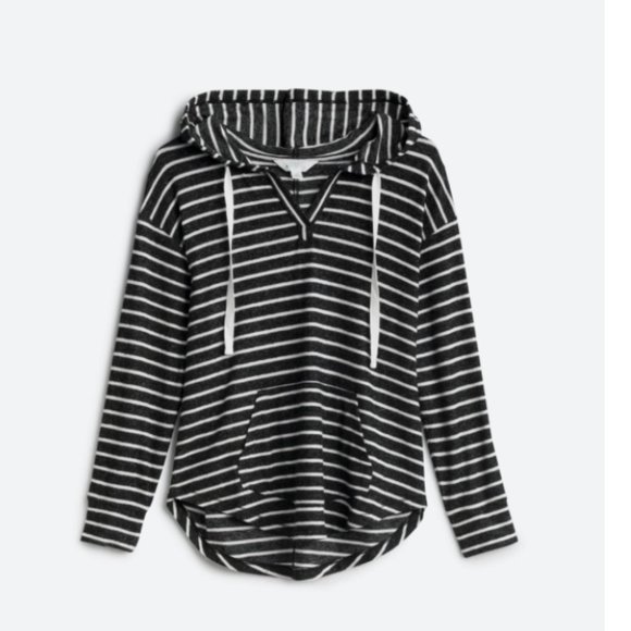 Market & Spruce Tops - MARKET & SPRUCE KALLON STRIPED BRUSHED KNIT HOODIE NWT